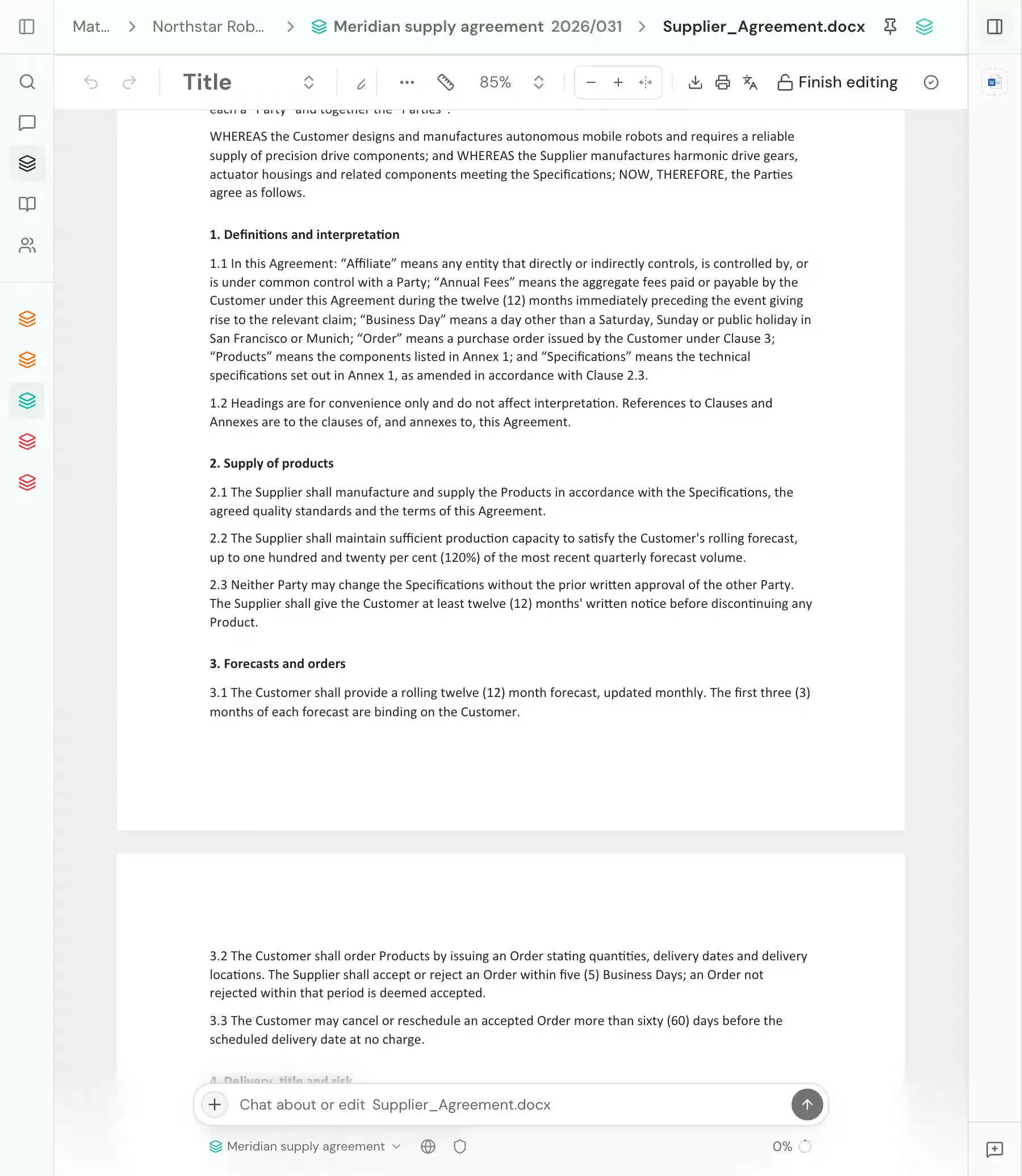 A Word document being reviewed in the stella Editor