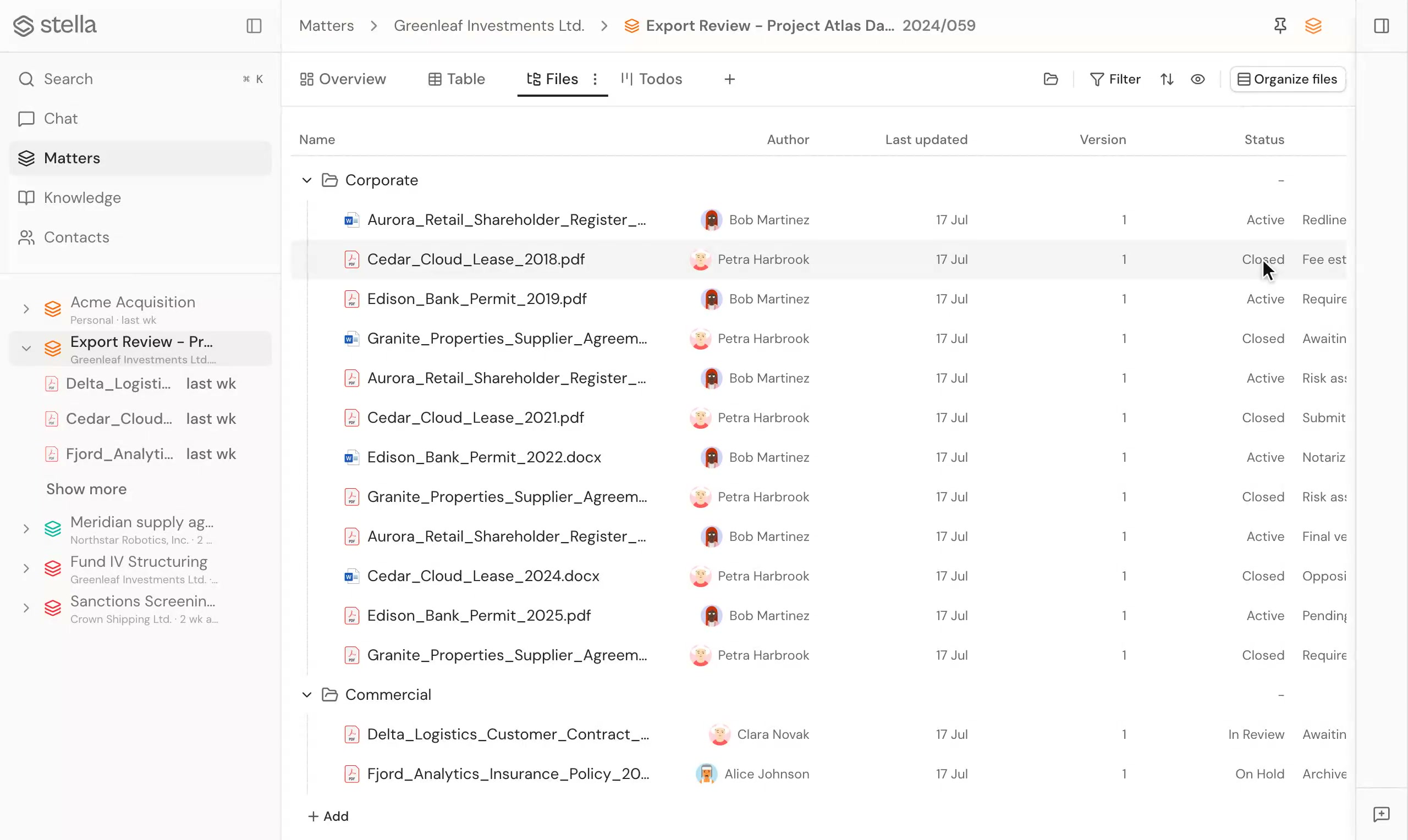 A seeded matter workspace open in stella