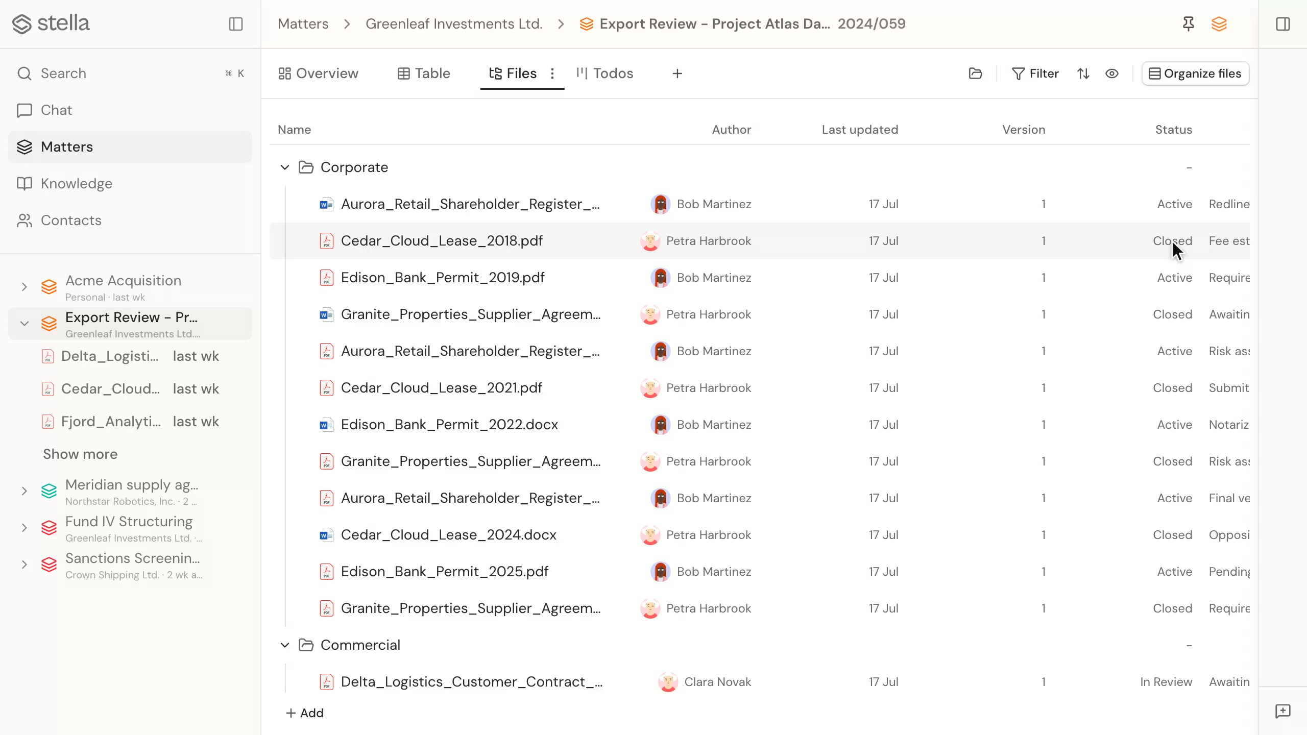 A seeded matter workspace open in stella
